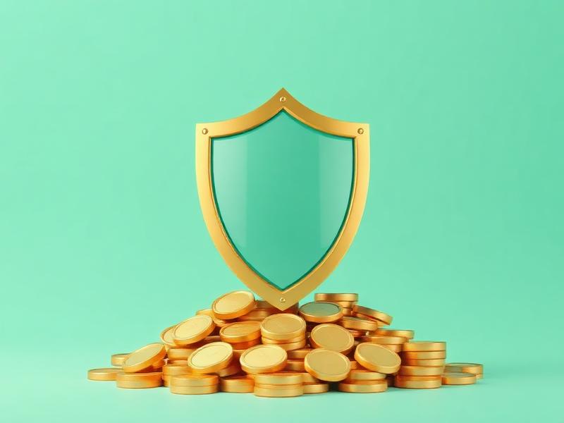 Štít chránící zlaté mince jako symbol finanční bezpečnosti